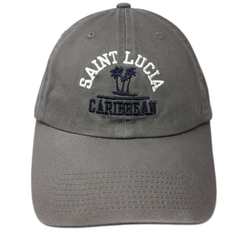 Fahrenheit Baseball Cap Gray One Size Saint Lucia Caribbean Palm Tree Cotton Hat
